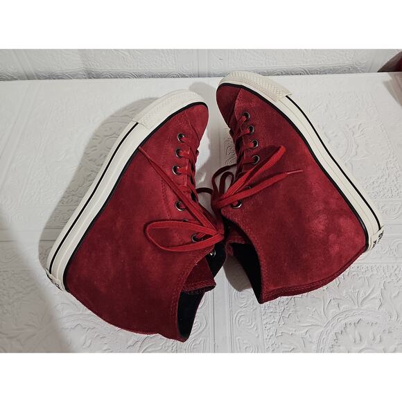 Converse Chuck Taylor Suede Lux Wedge Heel High Top Womens 9 Burgundy Sneaker - Picture 4 of 16
